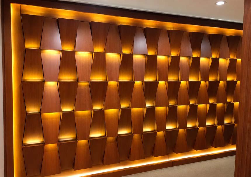 Backlit wood panel wall texture — MCC Finish step