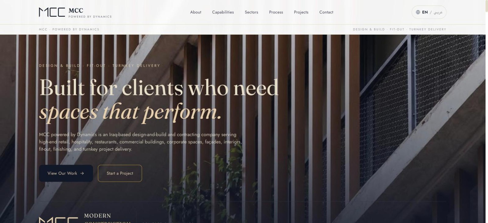 Atelier concept — hero section